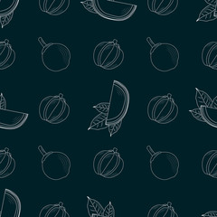 Quararibea cordata seamless pattern .Vector exotic eco print. South American sapote or chupa-chupa