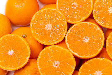 Set of Mandarin Oranges Cut in Half. Vitamins healthy lifestyle vegan superfoods concept.