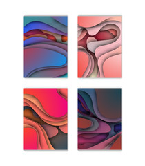 A4 abstract color 3d paper art illustration set. Contrast colors. Vector design layout for banners presentations, flyers, posters and invitations. Eps10.
