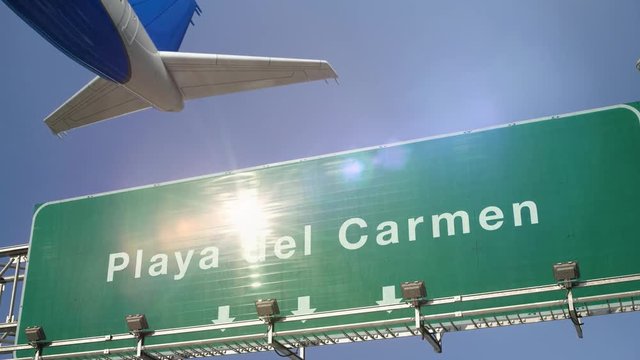 Airplane Take off Playa del Carmen