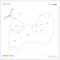 富山県の地図（市町村・区分け）