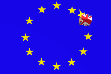Brexit concept. European Union Flag and UK flag.
