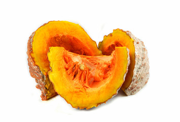 Fresh pumpkin slice isolated on white background for cook food