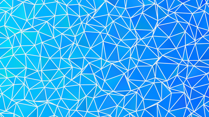 Blue Gradient Polygonal Pattern Background. 3D Mesh of Irregular Triangles with White Stroke. Swimming Pool Water Low Poly Art. Abstract Backdrop 9:16 Aspect Ratio.