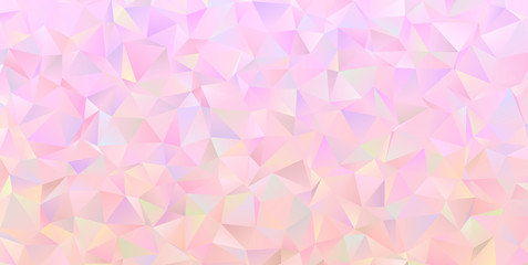 Rose Quartz Crystal Gem Vector Texture. Iridescent Pink Low Poly Irregular Triangle Pattern Background. Shiny Pinkish Mother-of-pearl Opalescent Sparkling Facets.
