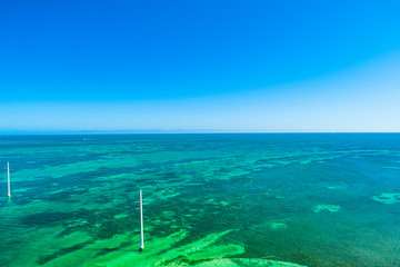 Aerial view of Seven Mile Bridge. Florida Keys, Marathon, USA. 