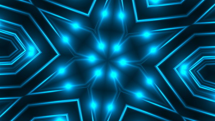 Abstract blue fractal lights, 3d rendering backdrop, computer generating background