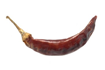 dry red chili pepper on white background