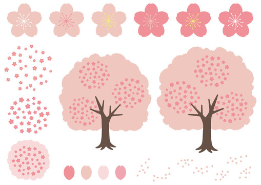 お花見・桜にまつわる桜の木・花・花びらの素材集