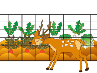 害獣の鹿から農作物の被害を守るため、フェンスを設置している。