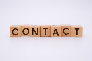 Contact Word Written In Wooden Cube
