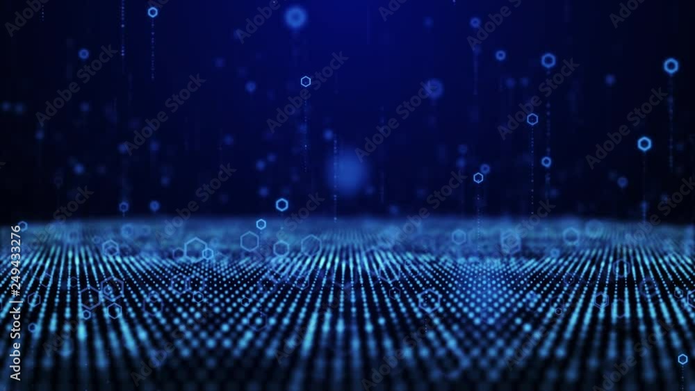 Poster technology network data abstract blue binary code matrix background complexity and data flood