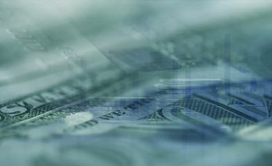 Double exposure Rows of coins of Credit cards on the table,finance and business concept,Money,soft focus and blurred style,dark tone.