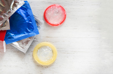Obraz na płótnie Canvas Condom Prevent Pregnancy Contraception Valentines safe sex concept