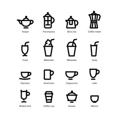 beverages and drinks icons vector set