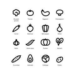 Vegetarian food icons vector set