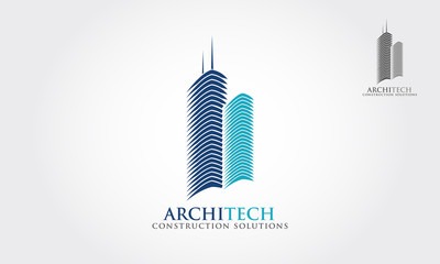 Architech Construction Solutions Vector Logo Template.  Architect Construction Idea. Logo of a stylized and abstract buildings.