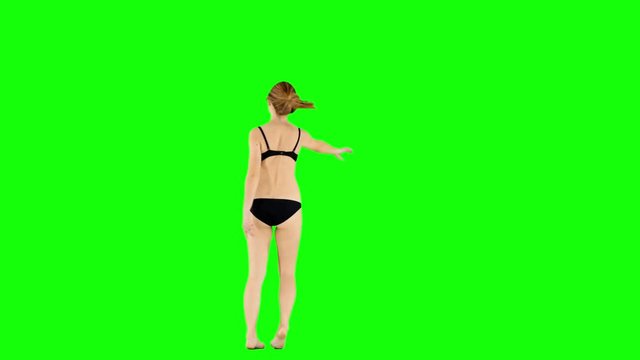 Woman Performing Burlesque Dance Green Screen