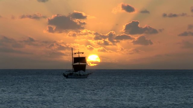 Sailboat Eclipes Sunset Sea
