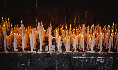 Candles lit with flame