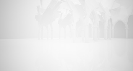 Abstract white gothic interior. 3D illustration and rendering.