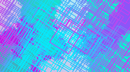 background of geometric squares with blue and purple flowers