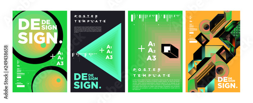 Abstract Geometric Collage Poster Design Template In Trendy Abstract Geometric Collage Poster Design Template In Trendy Colors