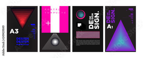 Abstract Geometric Collage Poster Design Template In Trendy Abstract Geometric Collage Poster Design Template In Trendy Colors