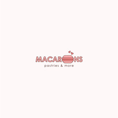 Macarons Shop, Bakery and Dessert Shop Logo, Sign, Template, Emblem, Flat Vector Design