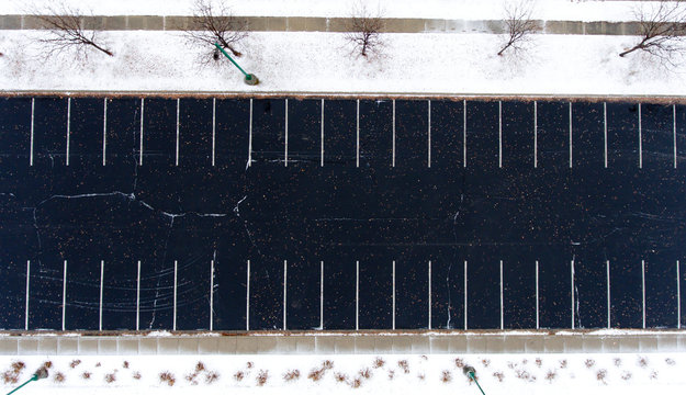 parallel, parking lot, stripes, white, black,rows, winter, texture