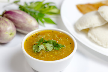 Dosa idli with sambar and dall for breakfast or dinner in south india