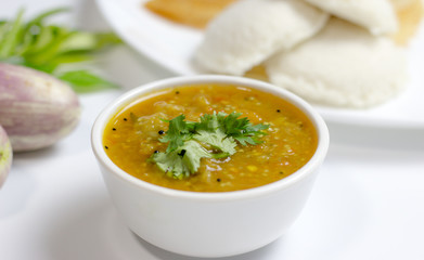 Dosa idli with sambar and dall for breakfast or dinner in south india
