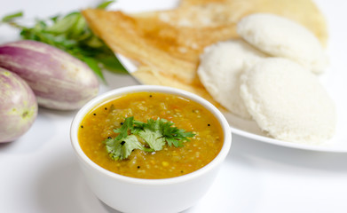 Dosa idli with sambar and dall for breakfast or dinner in south india