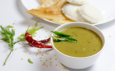 Dosa idli with sambar and dall for breakfast or dinner in south india