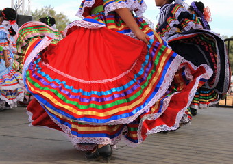 Colorful skirts at Mexican dance