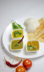 Dosa idli with sambar and dall for breakfast or dinner in south india