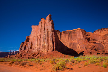 Fototapeta premium Monument Valley. Navajo Tribal Park. Red rocks and mountains. Located on the Arizona–Utah border. USA