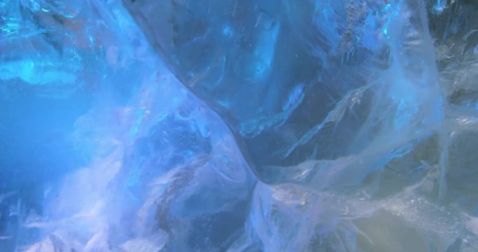 Abstract ice composition. Macro. 4K.