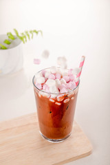 wooden plate spoon drink powder cloth white top