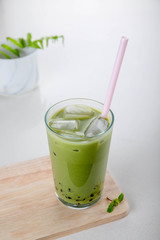 wooden plate spoon drink powder cloth white top