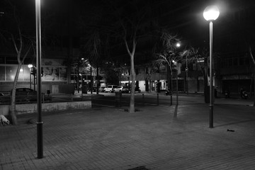 Barcelona. Street in the city at night. Spain