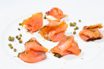 Sliced salmon fish fillet