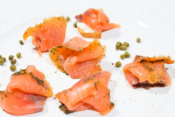 Sliced salmon fish fillet