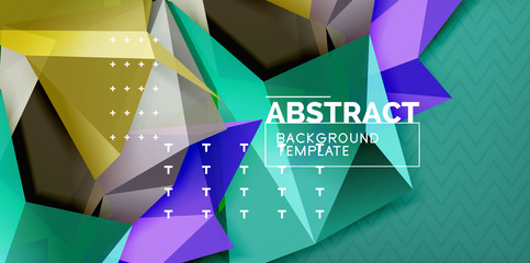Vector triangular 3d geometric shapes background, modern poster design
