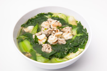 shrimp soup and vegetables