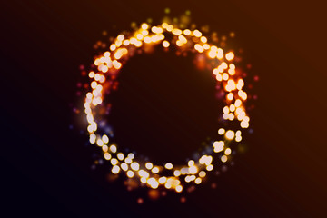 Yellow and white bokeh on a black background. Can be used as a background or wallpaper. Circle shape