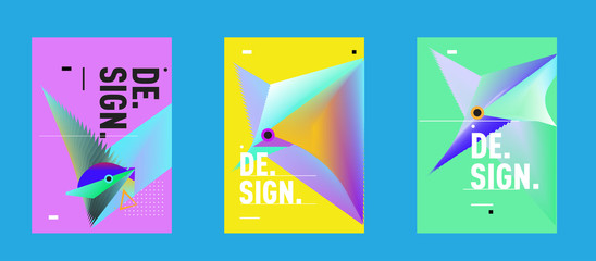 Minimalist Vector covers design Set. Cool geometric gradients shape. Futuristic Poster template.