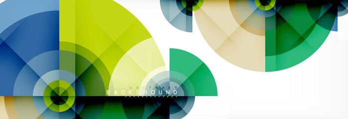 Fototapeta premium Minimal geometric circles and triangles abstract background, techno modern design, poster template