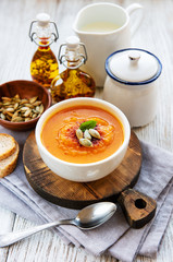 Bowl of pumpkin soup