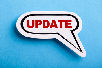 Update Speech Bubble Isolated On Blue